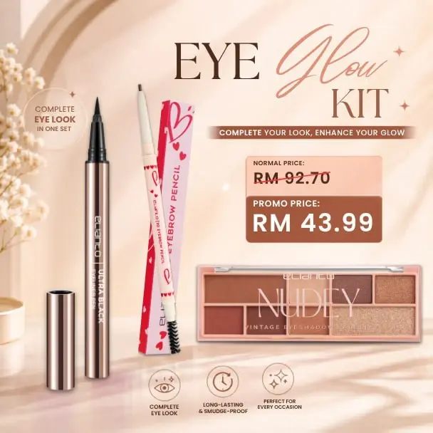 Elianto Eyes Glow Kit Set (Eyeshadow + Eyeliner + Eyebrow), Set 1