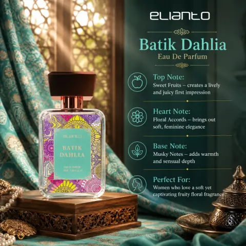 Elianto Batik Eau De Parfum – Long-Lasting Floral Fragrance Inspired by Malaysian Heritage, Batik Dahlia