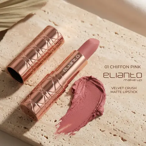 Elianto Velvet Crush Matte Lipstick -  Lightweight, Long-Lasting Soft Matte Finish, 01 Chiffon Pink