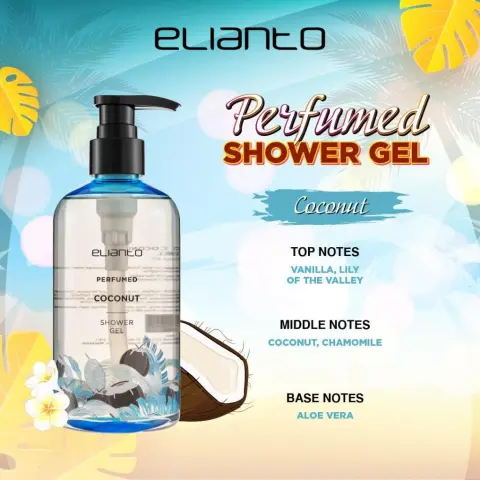 Elianto Long-Lasting Fragrance Shower Gel - Daily use scented body wash for Unisex, Coconut