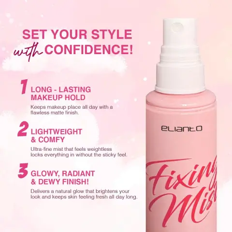 Elianto Fixing Mist – Long-Lasting Makeup Setting Spray for a Fresh, Smudge-Proof Finish, photo 3