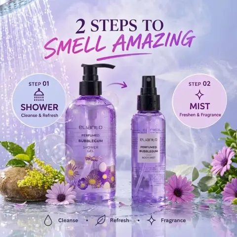 Elianto Perfumed Shower Gel and Body Mist Set - Scented Refreshing Duo, photo 3
