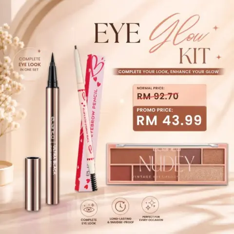 Elianto Eyes Glow Kit Set (Eyeshadow + Eyeliner + Eyebrow), Set 1